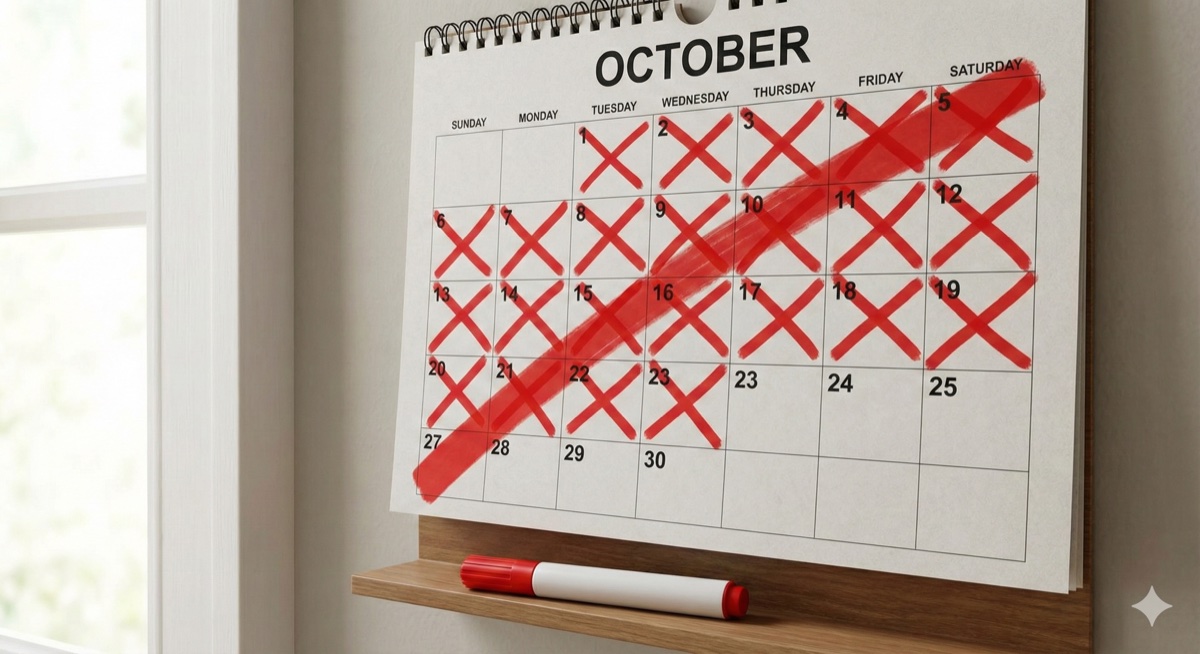 Days crossed off a calendar